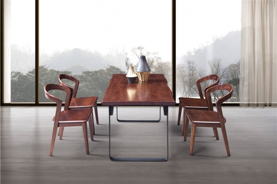 森盛极简意式风格木图系列全实木餐桌椅